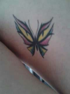 butterfly on inner thigh tattoo