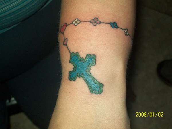 flower cross roseary bracelet tattoo flower cross roseary bracelet tattoo