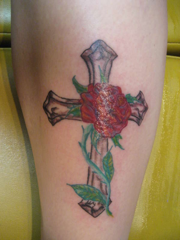 rose/cross tattoo