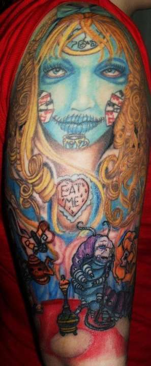 Alice in wonderland day of the dead tattoo
