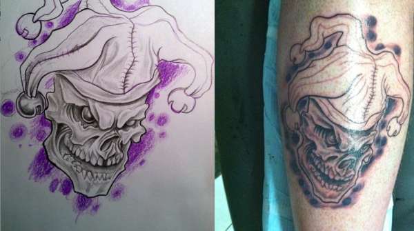 Demented Jester Sketch and tattoo tattoo