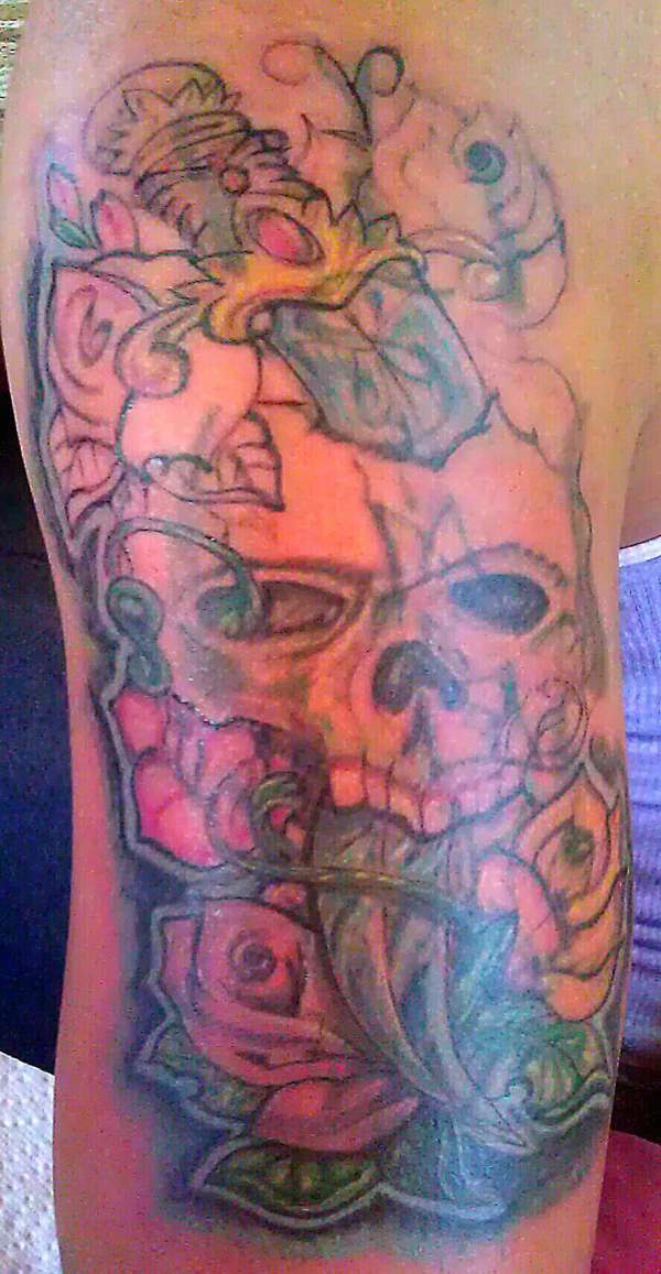 best skull rose dagger flash to be tatted by trickstattoo tattoo