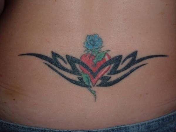 heart and rose tribal tattoo
