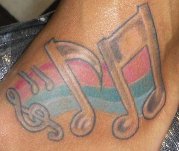 music note colorful tattoo
