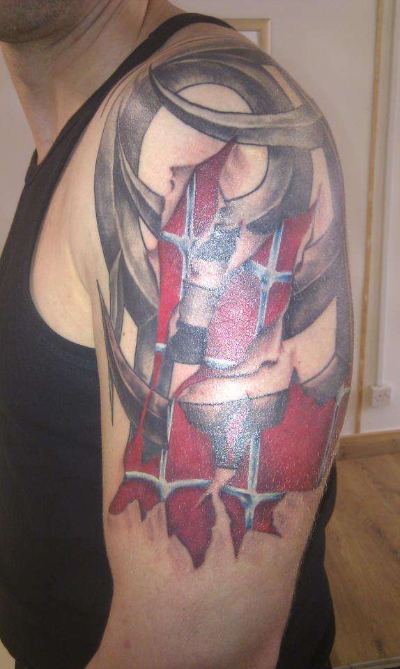 spiderman rip through tribal tattoo