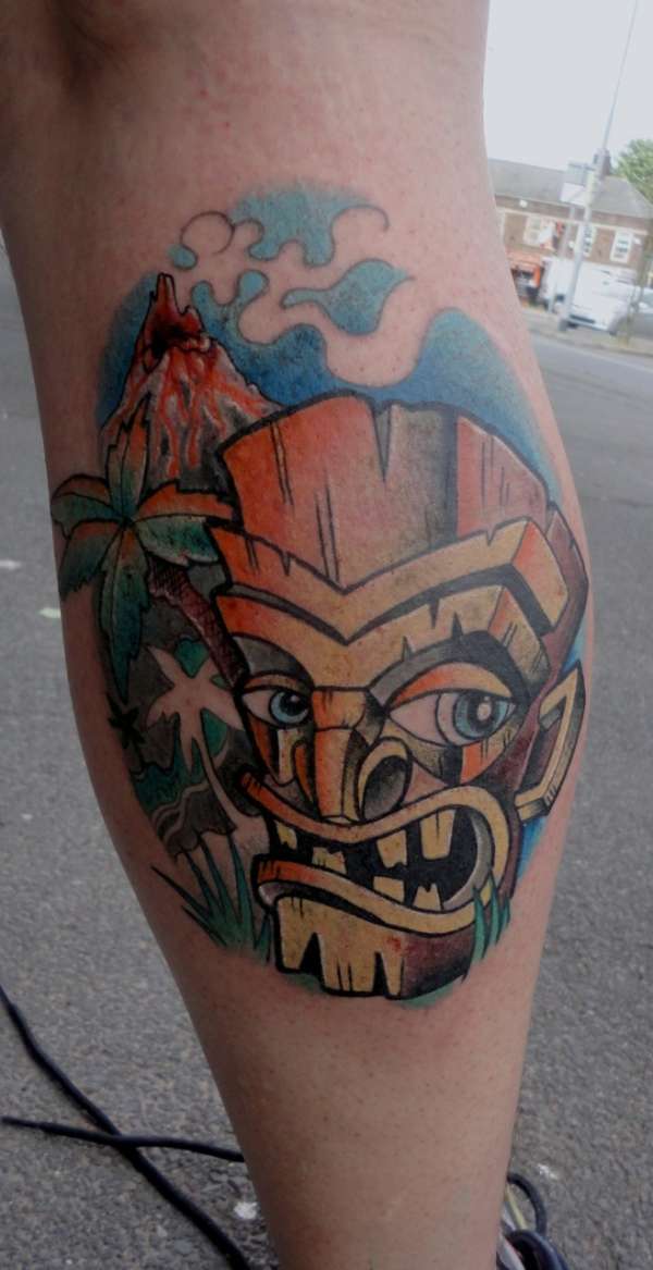 tiki calf tattoo