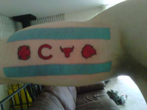 Chicago flag of sports teams tattoo