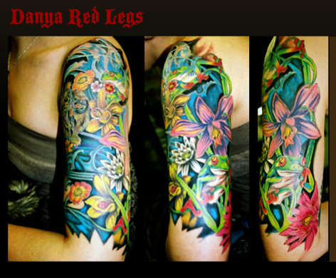 Frogs & Flowers tattoo