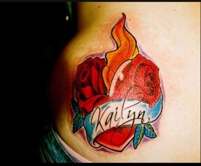 Roses & name tattoo