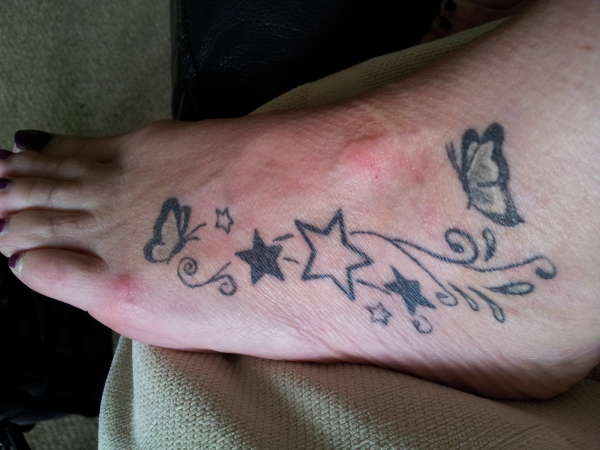 ankle butterflies and stars tattoo