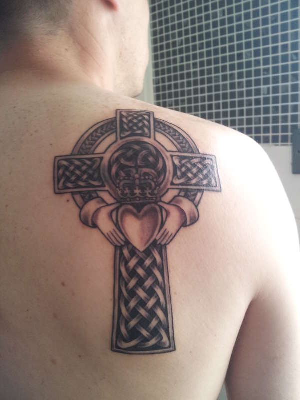 celtic cross with claddagh tattoo