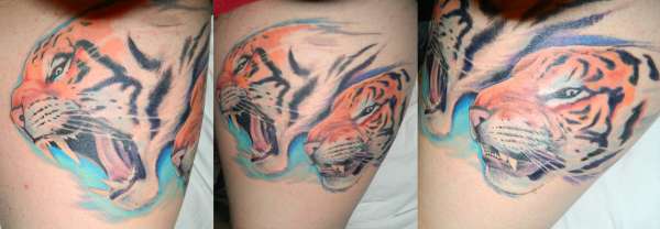 my tiger thigh tattoo tattoo