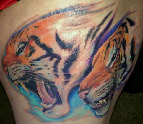 underwater tiger thigh tattoo tattoo