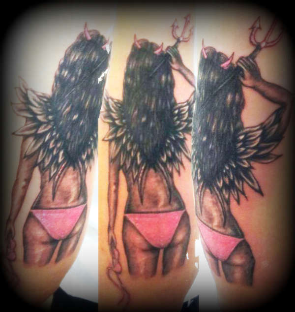 Bikini Girl Tattoo White cat studio istanbul ink tattoo