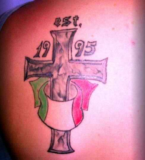 Cross and italian flag tattoo