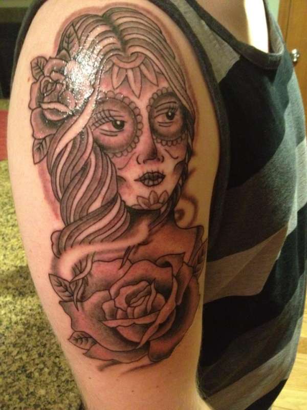 Day Of The Dead Girl with Rose tattoo