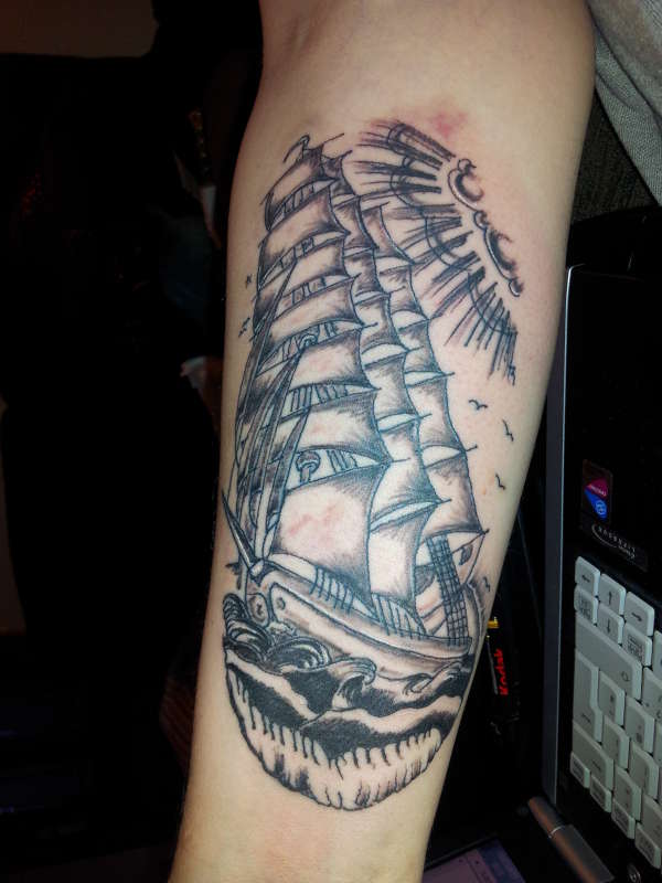 Old School Ship tattoo