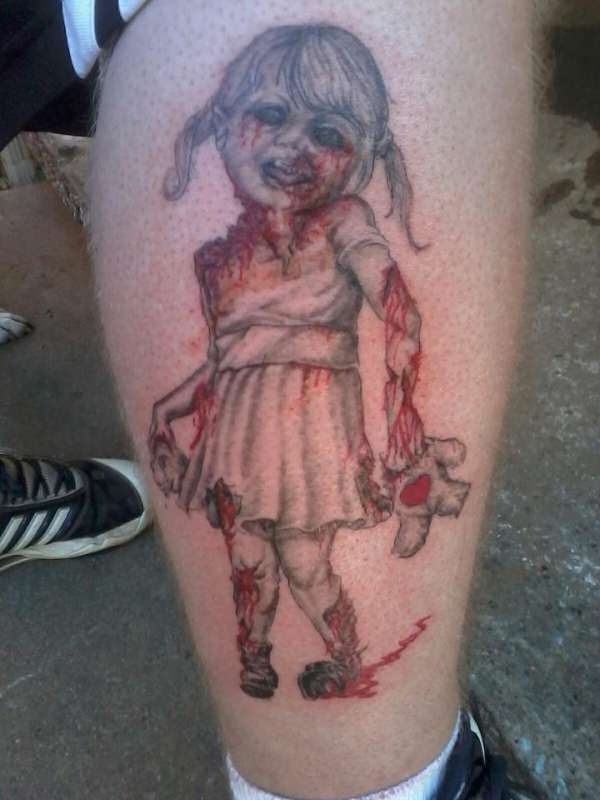 walking dead zombie girl tattoo