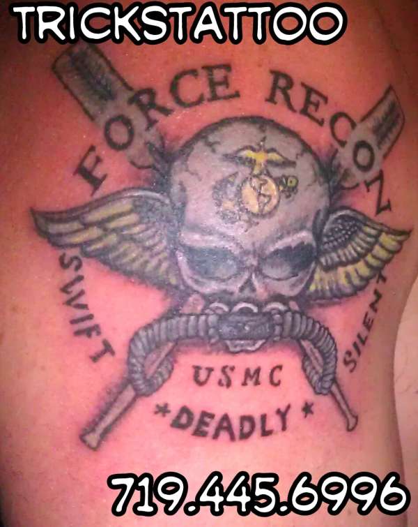 U.S.M.C Force Recon Emblem Flash Finished Tattoo Trickstattoo tattoo
