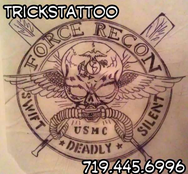 U.S.M.C. Force Recon Emblem Flash Tattoo Concept Trickstattoo tattoo