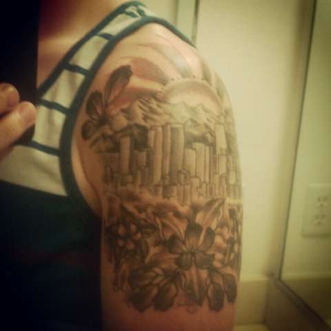denver mountains and columbines tattoo
