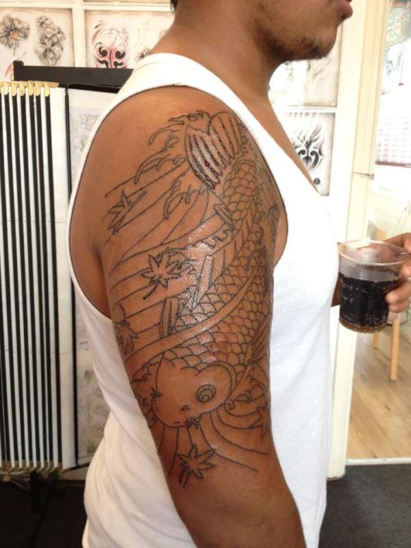 outline of new koi carp tattoo tattoo
