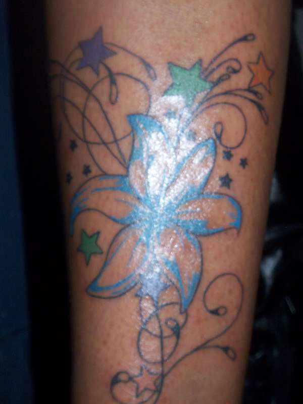 stars n flowers tattoo