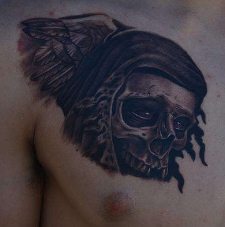 start to a chest piece tattoo