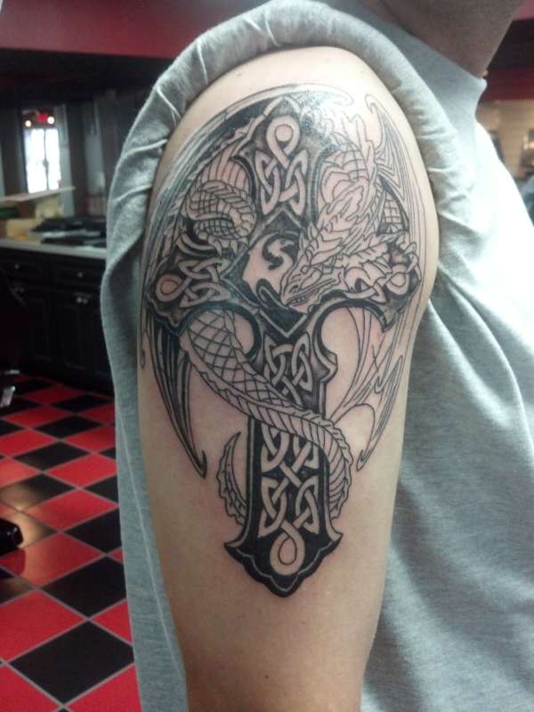 Celtic Cross/Dragon tattoo