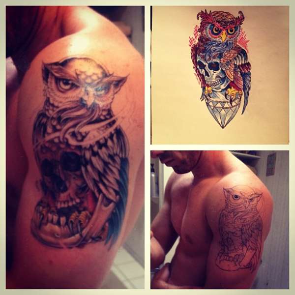 First sessions of my owl tattoo