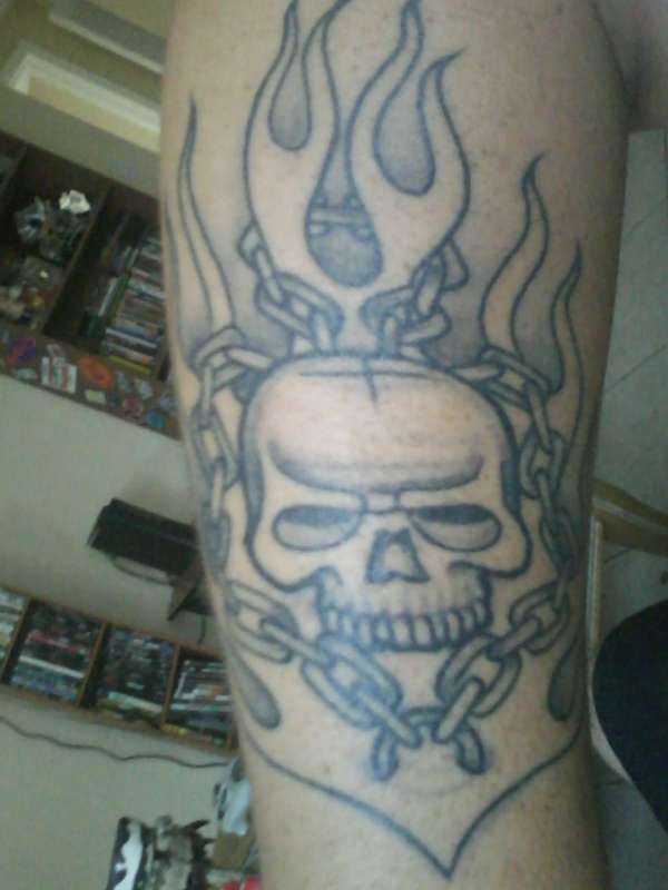 Skull Flames Chains tattoo