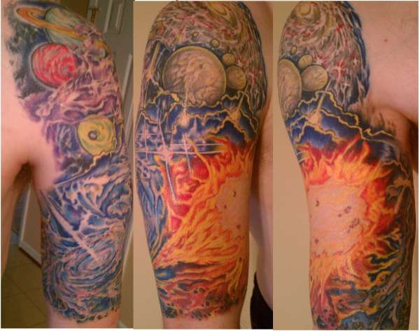 Space Themed Half Sleeve tattoo