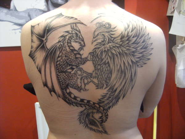 dragon vs griffin tattoo