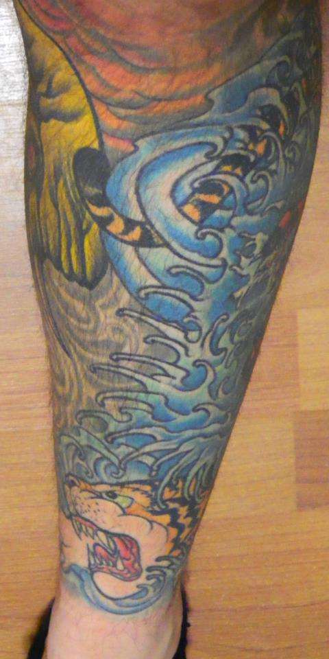 front view of my leg sleeve tattoo
