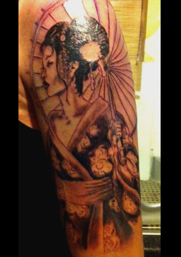 geisha in progress tattoo