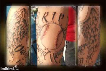 winged baseball tattoo