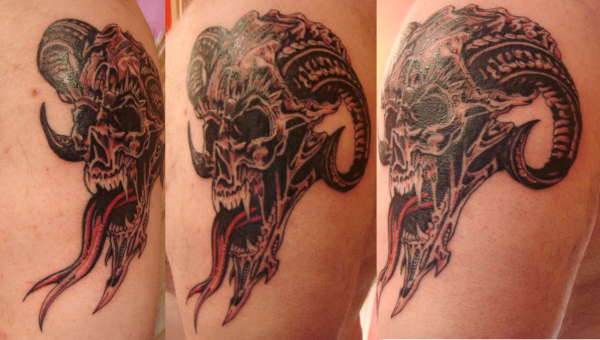 Demon skull tattoo