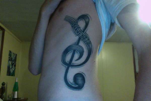 Music Staff mixed with treble cleff tattoo