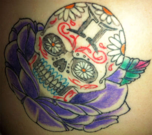 Sugar Skull With Gemini Sign tattoo