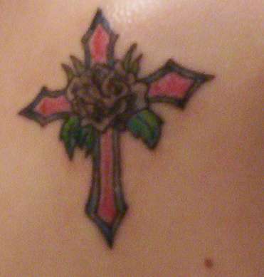 black rose & cross tattoo