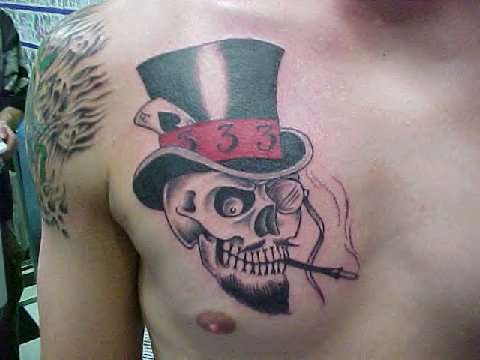 smoking skull tattoo
