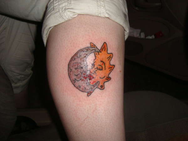 Sun & Moon Kissing tattoo