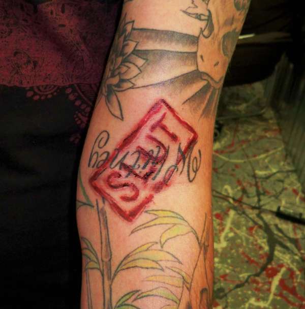 Tattoo rammed office hairy