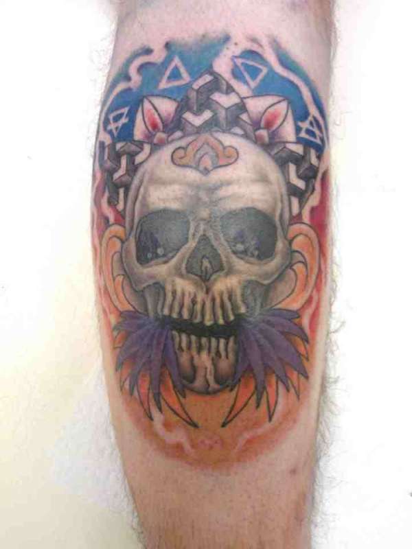 trippy skull tattoo