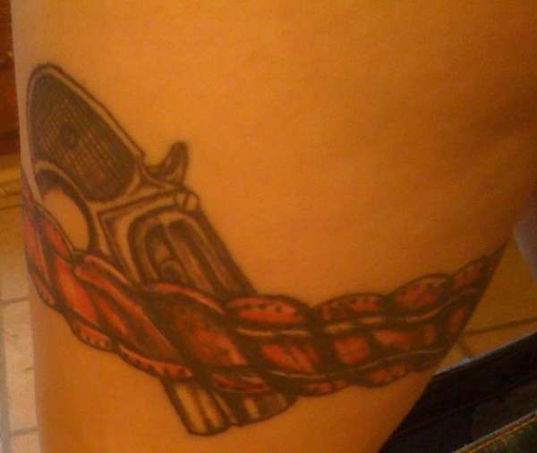 COMPLETED GUN & GARTER tattoo