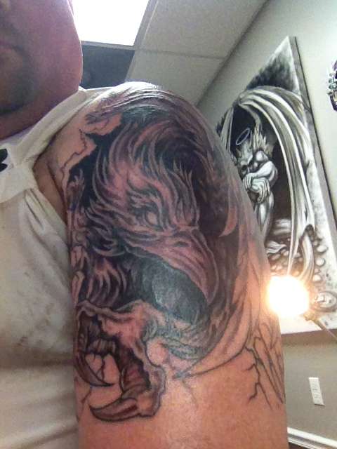 Phenix before color tattoo