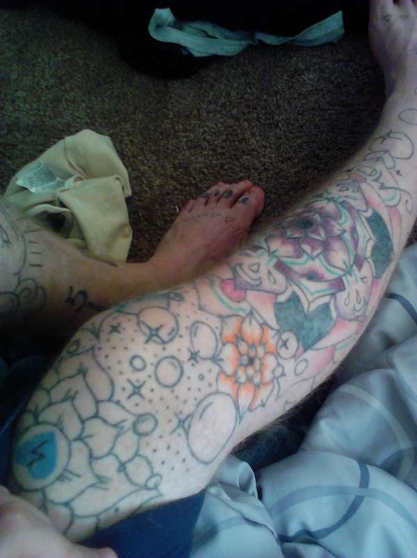 right leg sleeve tattoo