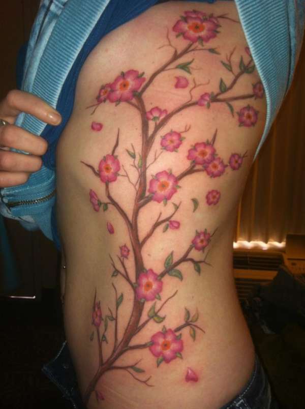 side piece cherry blosson tree tattoo