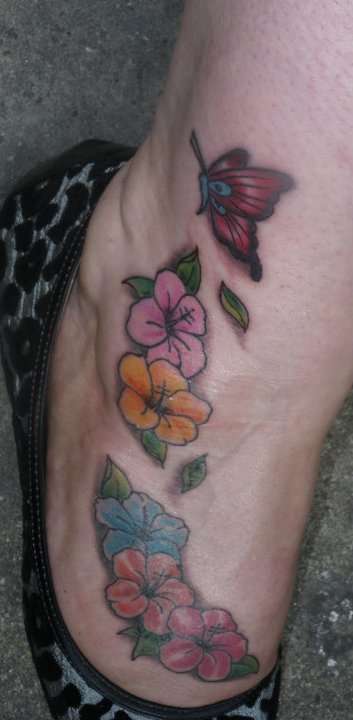 tropical flowers tattoo