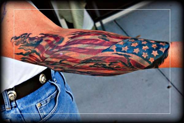 tattered american flag tattoo